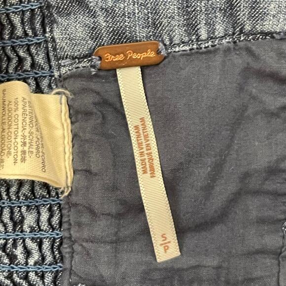 Free People Tightly Bound Cotton Cropped Top - Blue Denim - Size S - Picture 5 of 6